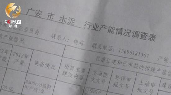 从广安市发改委下发的当地水泥行业产能情况调查表看到，广安市的9家水泥企业2007年、2008年各审批2家，2009年审批了3家。